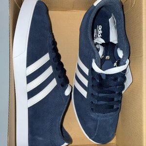 Adidas Women's Dark Blue and White Sneakers